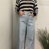 KIKISIX - Jeans dritto con risvolto